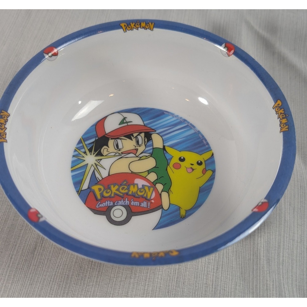 Vintage 1998 Pokémon Ash & Pikachu Plastic Cereal Bowl - Funomenon Nintendo
